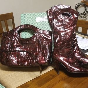 Boots and matching purse